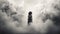 Enigmatic Education: Woman\\\'s Silhouette Emerging From Fogbound