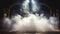 Enigmatic Emanation: Stage Spotlight Piercing White Smoke