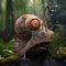 The Enigmatic Giant Snail: A Quirky And Lively Fantasy Illustration