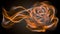 Enigmatic Glowing Rose in Fiery Abstract Light Display.