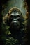 Enigmatic Gorilla in Rainy Forest. AI generation