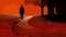 The Enigmatic Journey: A John Walking Along A Red Road