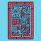 The Enigmatic Maze: A Tarot-inspired Chinapunk Illustration In Neon Colors