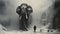 Enigmatic Portrait: Person And Elephant In Snow