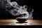 Enigmatic Smoke Dancing from Silver Incense Burner in Dimly Lit Study