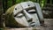 Enigmatic Stone Sculpture: A Cubist Forest Ritualistic Mask