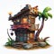 Enigmatic Tropics: 3d Fantasy House For Sandbox Games Design Illustration