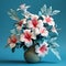 Enigmatic Tropics: 3d Hibiscus Arrangement In Teal And Pink