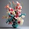 Enigmatic Tropics: 3d Model Of Teal And Pink Gladiolus Flower Arrangement