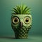 Enigmatic Tropics: Owl Plant Pot With Grass On Green Surface