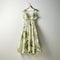 Enigmatic Tropics: Pale Green Palm Print Dress With Photorealistic Renderings