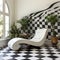Enigmatic Tropics: Playful And Whimsical Black And White Checkered Floor