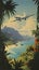 Enigmatic Tropics: Vintage Travel Poster Of Island And Airplane