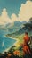 Enigmatic Tropics: Vintage Travel Poster With Mountainous Vistas