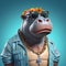 Enigmatic Tropics: Wild Hippo Celebrity Mashup In Vray Tracing