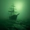 Enigmatic Voyage: Sailing Ship in the Mystical Bermuda Triangle Mist