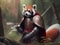 Enigmatic Warriors: Captivating Knight of the Red Panda Painting