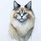 Enigmatic Whispers: A Captivating Watercolor Portrait of a Mysterious Ragdoll Cat