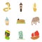 Enigmatic world icons set, cartoon style