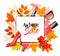 Enjoy Autumn Sales background with autumn leaves