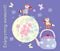 Enjoy every moment. Motivating lovely poster with cute little foxes, teapot, moon and bouquet of flowers.