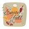 Enjoy fall and hello autumn greeting vector illustration. Flat woolen hat, umbrella with pumpkin and autumn leaves and