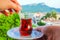 Enjoy a glass of Turkish tea, Kemer, Turkey
