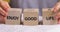 Enjoy Good Life words written on wooden decorative cubes