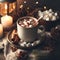 Enjoy homemade hot chocolate with marshmallows ai generated