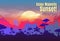 Enjoy majestic sunset poster flat vector template