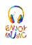 Enjoy music. Vector trianular inscription