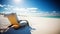 Enjoy the perfect summer day with a comfortable beach chair on a white sandy beach. Generative AI