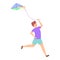 Enjoy playing kite icon, cartoon style