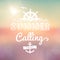 Enjoy Summer calling sunset beach vector vintage poster