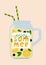 Enjoy summer card. Lemonade in glass with straws. Template for greeting card, poster, banne