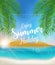 Enjoy summer holidays poster with palm trees on the beach