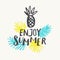 Enjoy summer. Modern hand drawn lettering phrase.