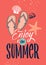 Enjoy summer poster. Beach vacation postcard in retro style