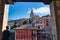 Enjoying the beautiful views of the Cathedral of El Salvador from the viewpoint of the main square of Albarracin, Teruel, Spain