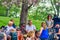 Enjoying early summer weather at a drum circle at Monument a sir George-Etienne Cartier, Montreal