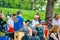 Enjoying early summer weather at a drum circle at Monument a sir George-Etienne Cartier, Montreal