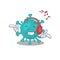 Enjoying music corona zygote virus cartoon mascot design