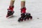 Enjoying roller skating rollerblading on inline skates sport in