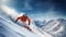 enjoying skiing, ski resort, skier jumping, winter holiday concept,