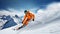 enjoying skiing, ski resort, skier jumping, winter holiday concept,