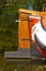 Enkhuizen, Netherlands. June 2022. Close up of the tiller and rudder of a barge.