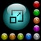 Enlarge window icons in color illuminated glass buttons