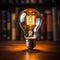 Enlightened insights Light bulb above book signifies creative ideas fostered through reading