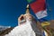 Enlightenment Stupa and prayer flags