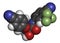 Enobosarm drug molecule. Selective androgen receptor modulator (SARM) that is also used in sports doping. 3D rendering. Atoms are